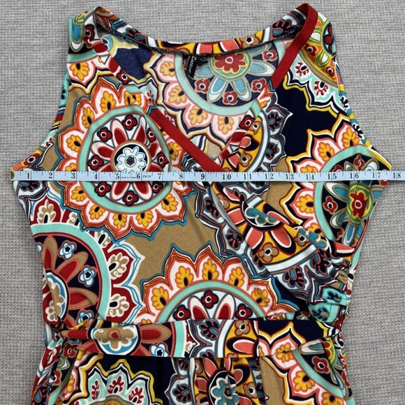 Zattcas Womens Size L Multicolor Mandala Print Sleeveless Belted Maxi Dress Boho - Picture 8 of 12